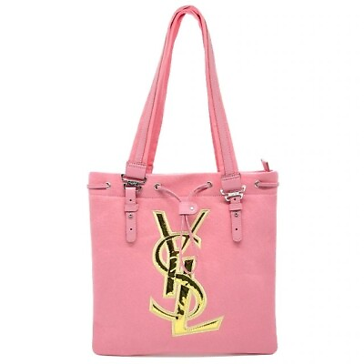 #ad Yves Saint Laurent Novelty Tote Bag Canvas Tote Bags Cosmetics Logo Bags Pink