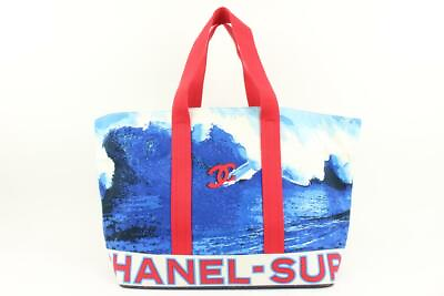 #ad Chanel XL Blue x Red Wave Surf Beach Tote Bag 89ck39s
