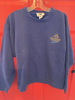 #ad 1999 2000 Unisex Universal Studios Escape Blue Pullover Sweatshirt Size Large