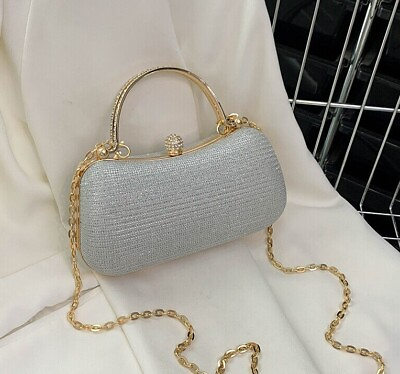 #ad Evening Clutch Purse Chain Shoulder Bag Wedding Party Gold Silver Handbag