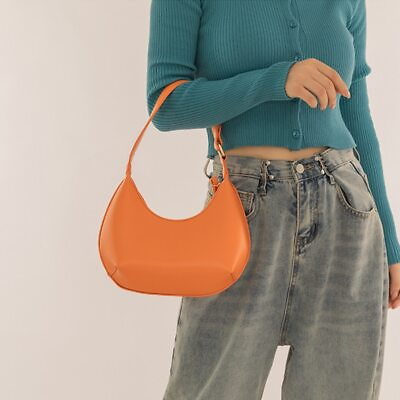 #ad Women#x27;s Shoulder Bags PU Leather Purses Handbags Lady Sweet Half Moon Bag