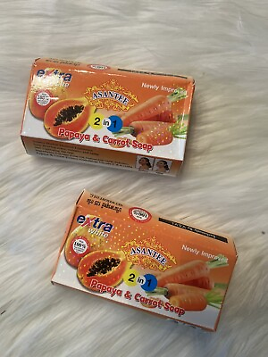 #ad LOT OF 2 Asantee Papaya amp; Carrot Thailand Herbal Lighteni 2 In 1 Soap Extra Whit