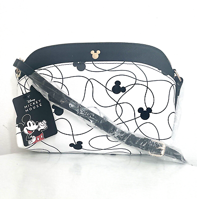 #ad NWT DISNEY Mickey Mouse Crossbody Handbag Black White Character Purse NWT