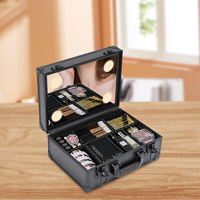 #ad Professional Portable Makeup Train Case Cosmetic Makeup Storage Organizer Box