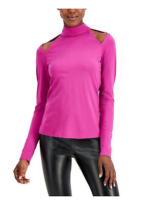 #ad INC Womens Cold Shoulder Cut Out Mock Neck Long Sleeve Top