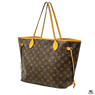 #ad Louis Vuitton Monogram Neverfull MM Tote Bag Brown Used Authentic LV M40156