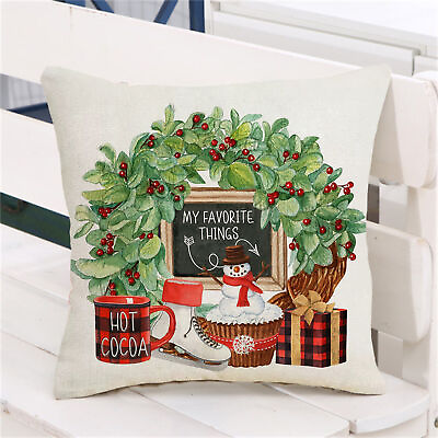 #ad Christmas Pillowcase Breathable Decorative Single Printing Christmas Pillowcase