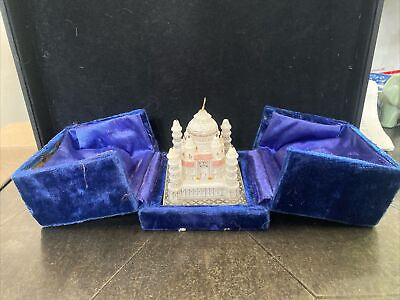 #ad 3quot;x3quot; Alabaster Marble Ethical Taj Mahal Replica Gorgeous Arts Unique Love Gifts