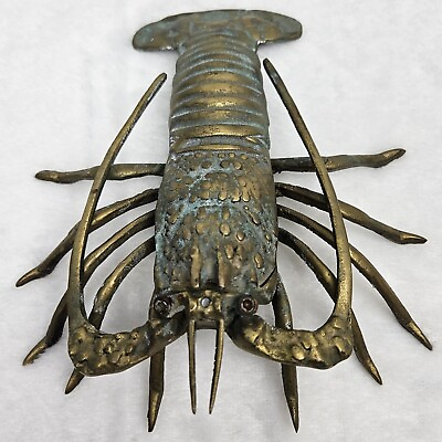 #ad Vintage Brass Crawdad Crayfish Crawdaddy Crawfish Crustacean Wall Hanger Décor