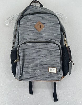 #ad Benrus Double Compartment Laptop Backpack Gray Black 17quot;