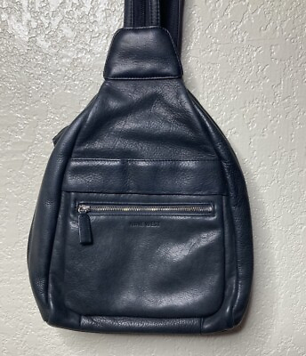#ad Vintage Nine West Backpack Leather Black One Shoulder or Two Split Strap Small