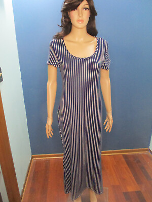 #ad XL navy blue and white striped RETRO sheath dress by TMG