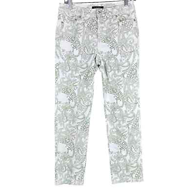 #ad #ad Ralph Lauren Womens Jeans White Green Paisley Straight Leg Cotton Stretch 4