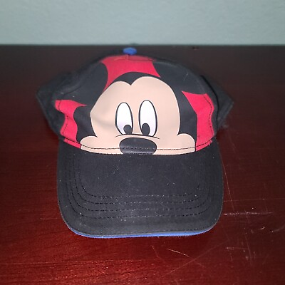 #ad Disney Mickey Mouse Black and Red Baseball Hat Youth One Size Adjustable Strap