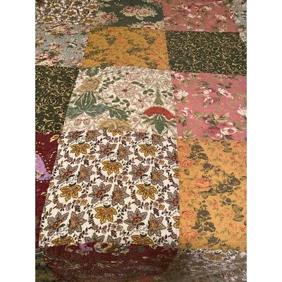 #ad BEAUTIFUL SHABBY CHIC GREEN PINK GREEN YELLOW RED ROSE BLUE COUNTRY QUILT SET