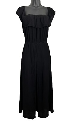 #ad Womens Cold Shoulder Sleeve Maxi Dress With Short Under M Black Boho Beach