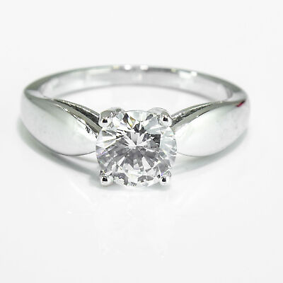 #ad 1 Carat G VS2 Certified Diamond Engagement Ring Round Cut 18K White Gold