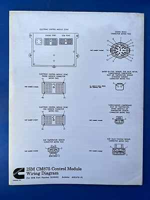 #ad Cummins ISM with CM875 Control Module Wiring Diagram No. 4021478 01 Fold Out