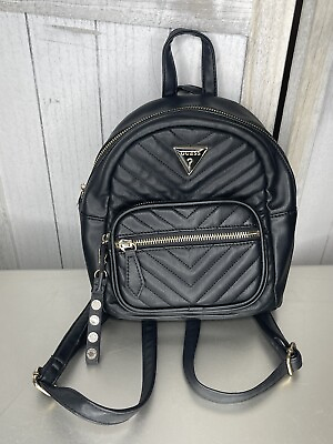 #ad Guess Women#x27;s Quilted Mini Backpack Style Bag Handbag Black