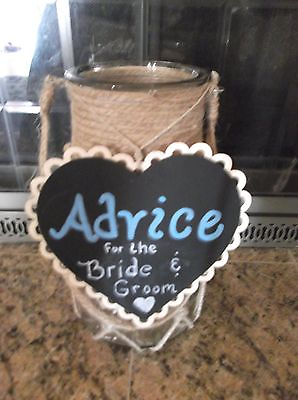 #ad Wedding Advice Burlap Wrapped Glass Jar w Handle and Detachable Sign