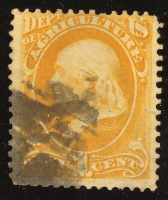 #ad US Scott O1 Used 1c yellow Agriculture Official Lot T391 bhmstamps