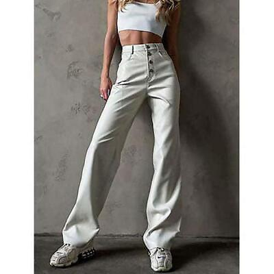 #ad Fashion Skinny White Women Slim Fit Pants Classic Formal Real Leather Lambskin