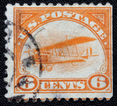 #ad US Stamp Scott #C1 Curtiss Jenny orange 6c 1918 Airmail GR20