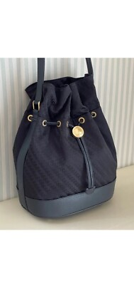 #ad Gucci Navy Blue Bucket Drawstring Shoulder Bag