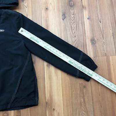 #ad Reebok Black Long Sleeve Zip Up Hoodie Windbreaker Jacket Adult Size M