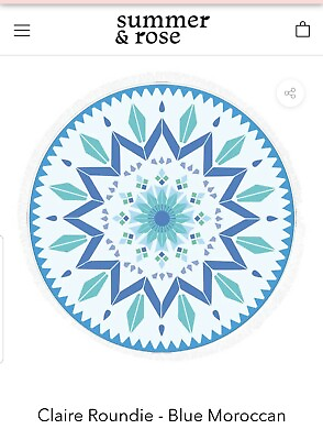 #ad Summer amp; Rose Blue Moroccan Roundie W Fringe 72” Discontinued New In Packaging