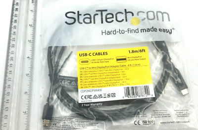 #ad StarTech USB C to Mini Display Port Adapter Cable 6#x27; Black CDP2MDPMM6B