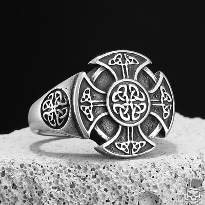 #ad Sculpt Rings™ This Viking Cross Celtic Knot Stainless Steel Punk Ring