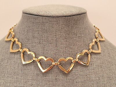 #ad Women#x27;s Sperry Jewelry Choker Linked Hearts Gold Tone Style 16quot; Necklace Signed