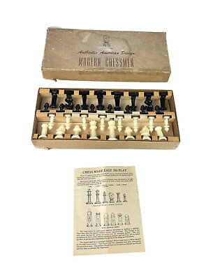 #ad Vintage DRUEKE Quality Chess Sets by Drueke No. 20 Original Box Modern Chessmen