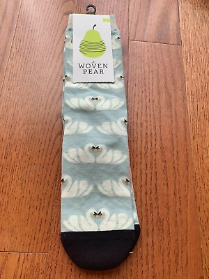 #ad Woven Pear Swan Socks size L size 9 and up