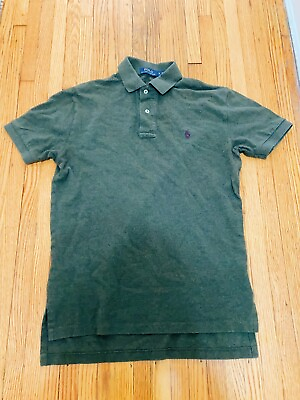 #ad POLO Ralph Lauren Logo Shirt Greenish Grey Size S Orig. $110 PRE OWNED