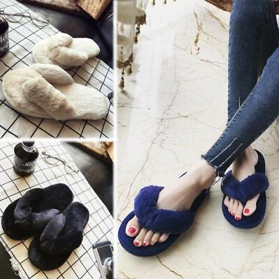 #ad New indoor women#x27;s fur house slippers fluffy and soft fur slippers slippers