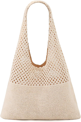 #ad Crochet Tote Bag for Women Crochet Mesh Beach Tote Bag Summer Vacation Aesthetic