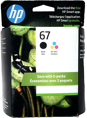 #ad New Genuine HP 67 Black amp; 67 Color 2PK Ink Cartridge DeskJet 2732 In Date