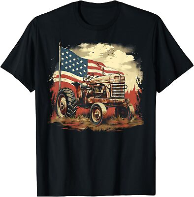 #ad Patriotic Tractor American Flag Tractor Farmer Farm Men Boys T Shirt