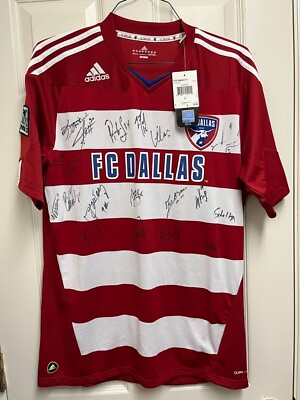 #ad NWT 2011 Team Signed FC Dallas Home Jersey L Adidas