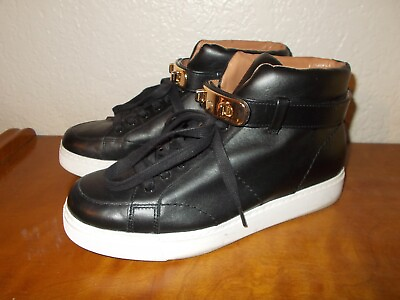 #ad COACH New York Black Leather High Top Sneakers Size 6M