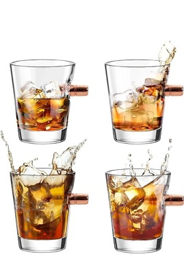 #ad Bullet Shot Glasses Set of 4 Kollea 2 Ounce Cool Shot Glasses Crystal Whiskey