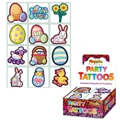 #ad 48 Easter Tattoos Children Girls Boys Gift Kids Party Bag Filler Party Favors