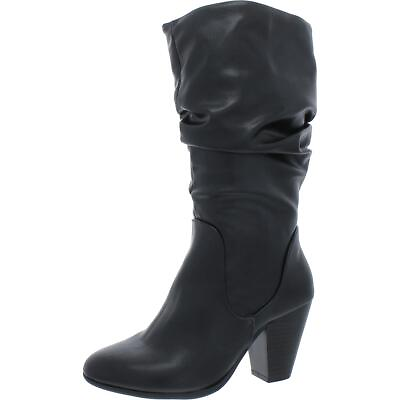 #ad XOXO Womens OLIANNA Black Round Toe Block Heels Boots 5 Medium BM BHFO 5771