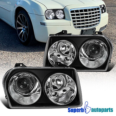 #ad Fits 2005 2010 Chrysler 300 Touring AWD 05 07 Limited Projector Headlights Black