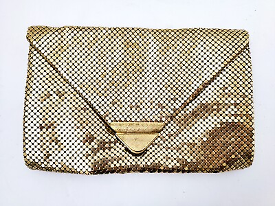 Vintage Oroton Gold Metal Mesh Clutch Evening Hand Bag Circa 1950s $19.99