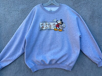 #ad Disneyland Womens Size XL Gray Mickey Mouse Evolution Long Sleeve Sweater Resort