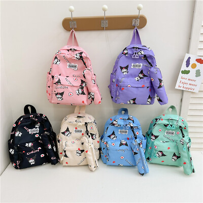 #ad Kuromi Cartoon Backpack Girls School Backpack Kid Handbag with Pencil Case Gift