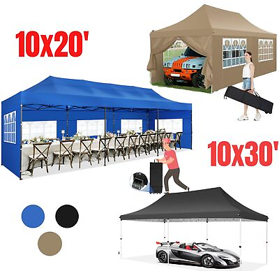 #ad 10x30 20FT Heavy Duty Pop Up Canopy Commercial Party Tent Waterproof Gazebo #US